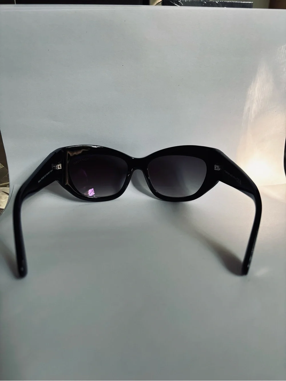 Tom Ford Black Cat-Eye Sunglasses with Gradient Smoke Lenses